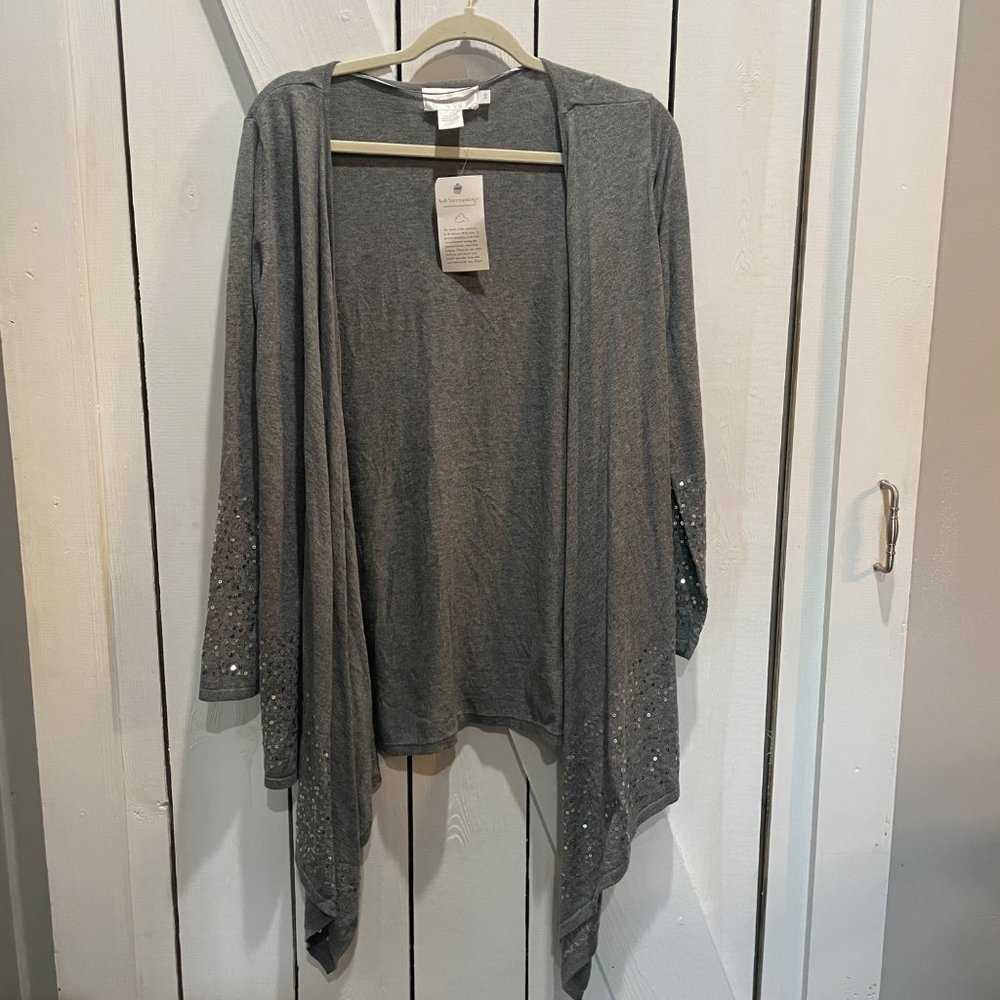 NWT Soft Surroundings gray waterfall front cardigan xs